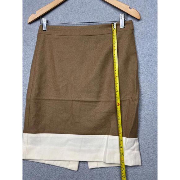 J.Crew The pencil Skirt Womens 2 Wool Blend Tan Camel Brown Modern Minimalist - Picture 5 of 10